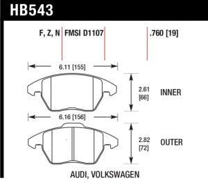 Audi A3 Brake Pads (Racing) - Front - Hawk Performance - ER-1 - `06-`11 Audi A3 Brake Pads (Racing) - Front - Hawk Performance - ER-1 - `06-`11